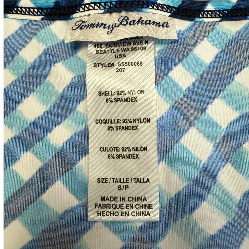 Tommy Bahama Blue Gingham Performance Cover-up Ruffle Dress Pockets Small Resort - Picture 4 of 9